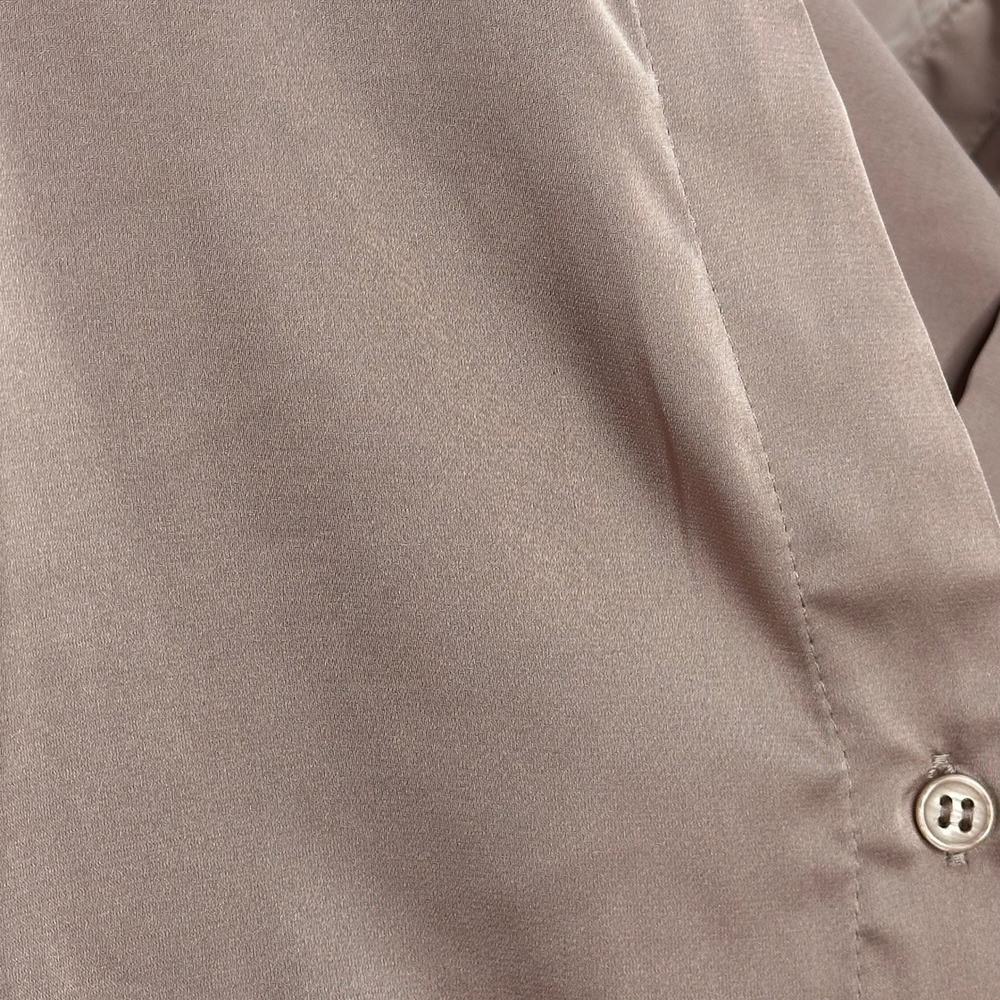 H&M Satin Silky Feel Button Down Shirt Blouse Womens Size Small S Brown Luxury - Picture 10 of 12